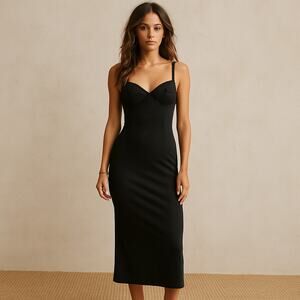 Vintage 1960s Black Wondermaid Full Length Maxi Slip Chemise 32 XS